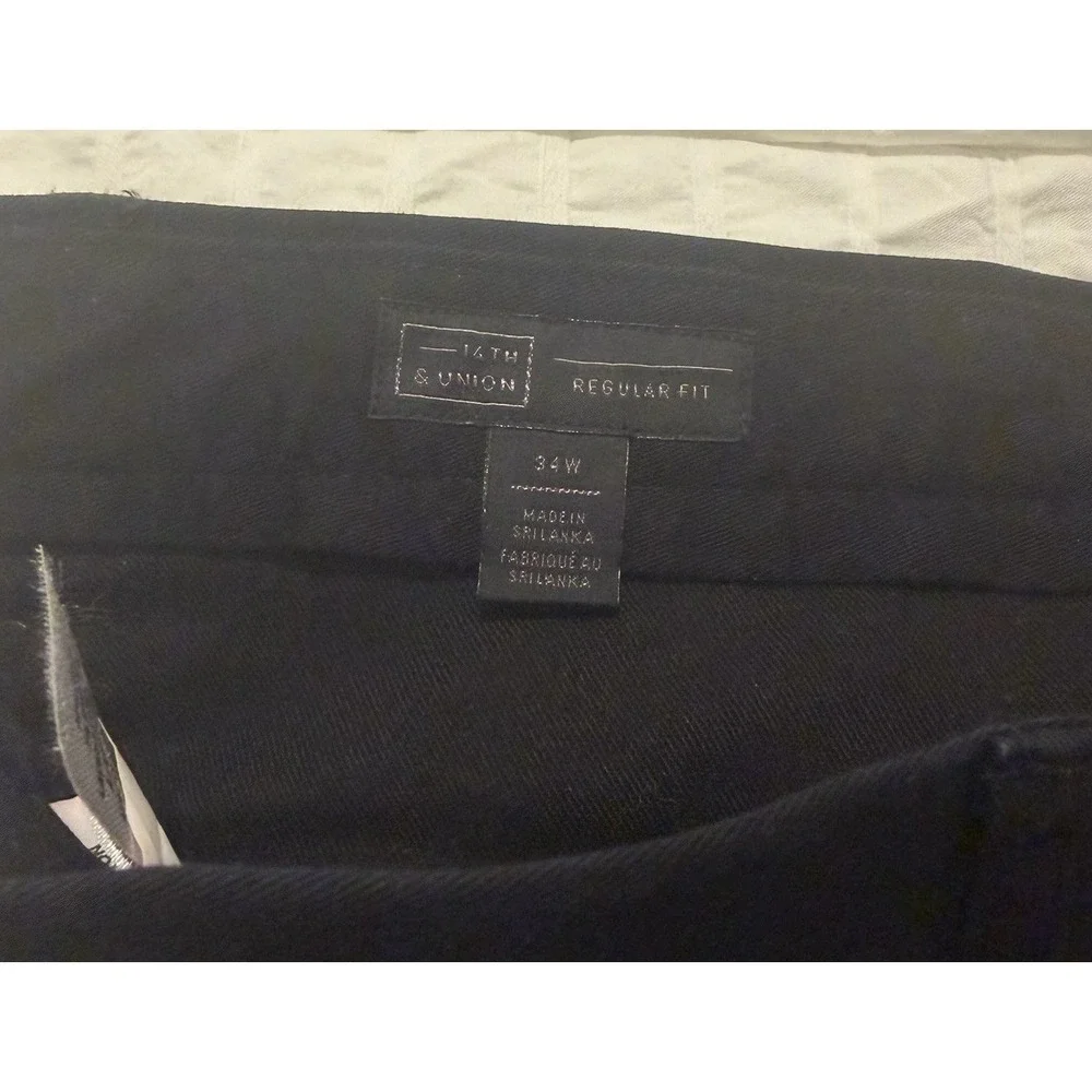 14th & Union Men's Black Slim Fit Chinos Size 34W Slacks Golf Pants